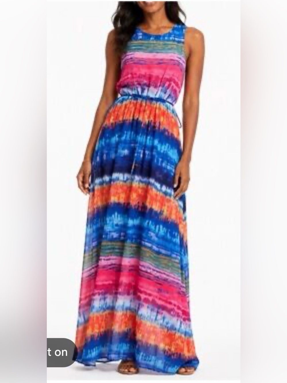 Betsey Johnson maxi dress multi color horizontal tie-dye stripe pattern Size 6